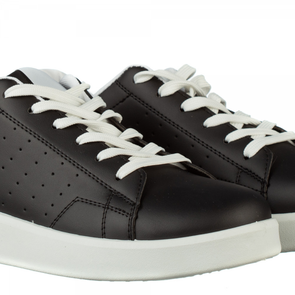 Ανδρικά αθλητικά παπούτσια μαύρα από οικολογικό δέρμα Jones, 3 - Kalapod.gr